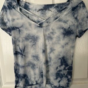 Blue and White Tie Dye Shirt